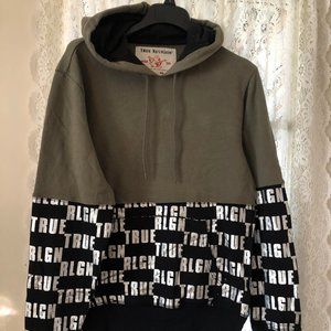 True Religion Green & Black Logo Hooded Sweatshirt s